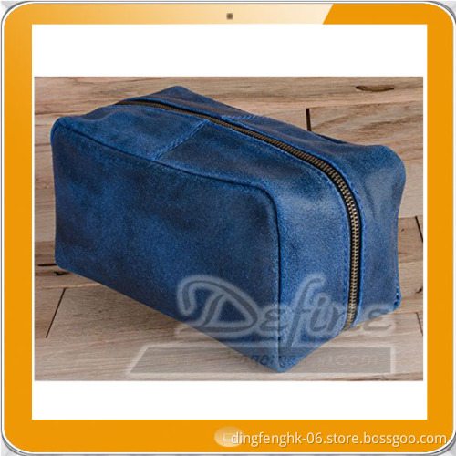 Denim Blue Luxury Leather Dopp Kit Shaving Toiletry Travel Bag